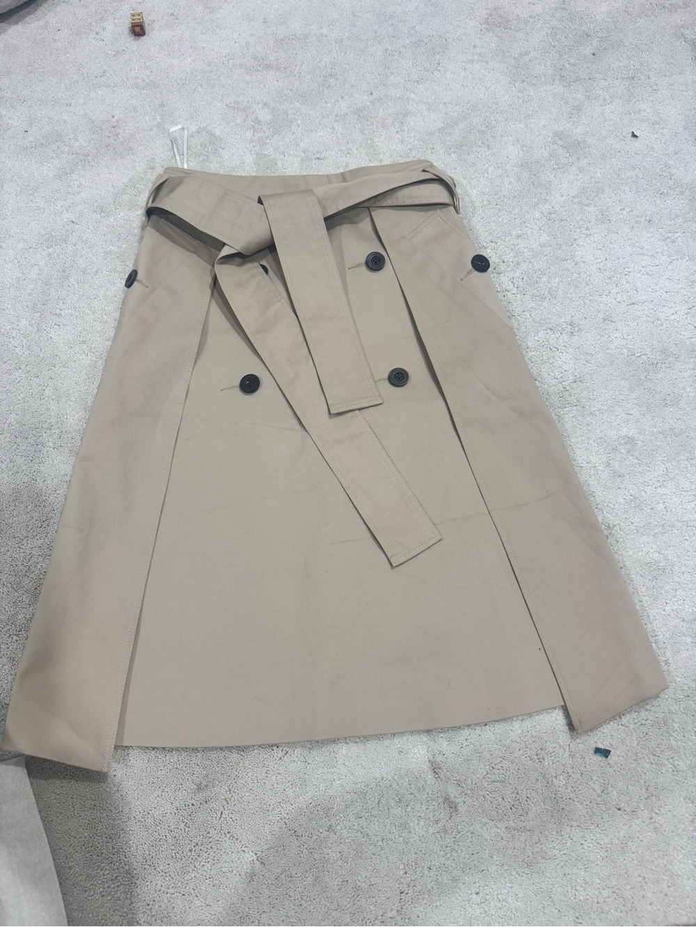 Giastudios Beige Trench-Style A-Line Skirt with Waist Tie